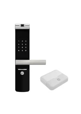 Fechadura Digital YMF 40A abre com APP, Biometria e Senha - Trinco Lingueta e Reversível + Kit Conectividade