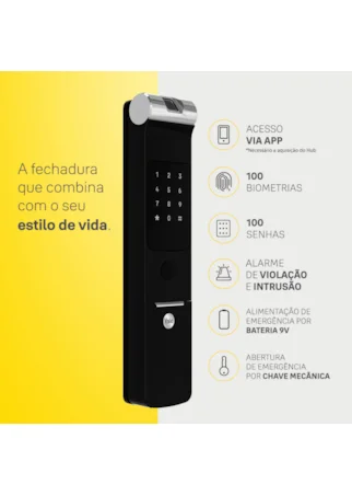 Segunda imagem do produto Fechadura Digital YMF 40A RL abre com Biometria e Senha - Trinco Rolete