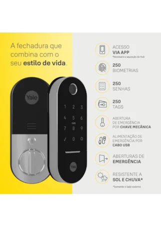 Segunda imagem do produto Fechadura Digital Lia com Biometria + Kit Conectividade