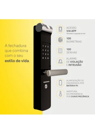 Segunda imagem do produto Fechadura Digital YMF 40A abre com Biometria e Senha - Trinco Lingueta e Reversível